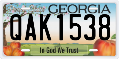 GA license plate QAK1538