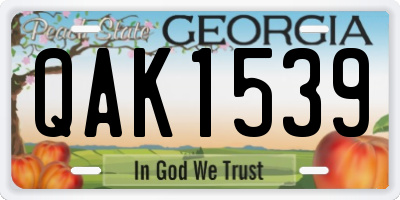 GA license plate QAK1539