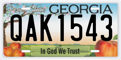 GA license plate QAK1543