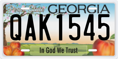 GA license plate QAK1545
