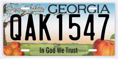 GA license plate QAK1547