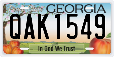 GA license plate QAK1549