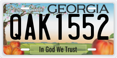 GA license plate QAK1552