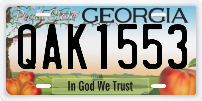 GA license plate QAK1553