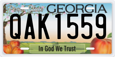 GA license plate QAK1559