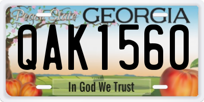 GA license plate QAK1560