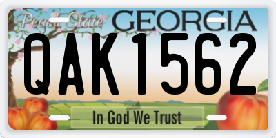 GA license plate QAK1562