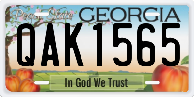 GA license plate QAK1565