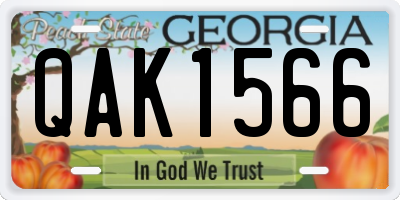 GA license plate QAK1566