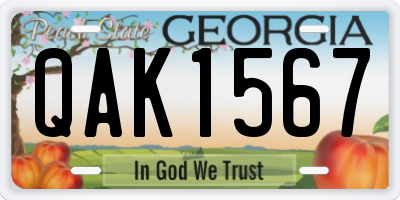 GA license plate QAK1567