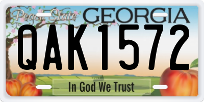 GA license plate QAK1572