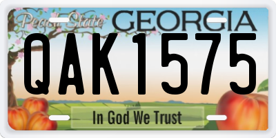 GA license plate QAK1575