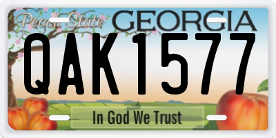 GA license plate QAK1577