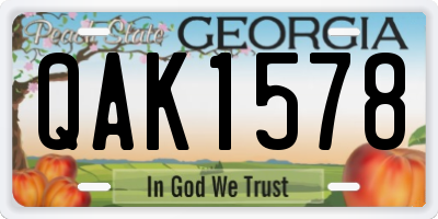 GA license plate QAK1578