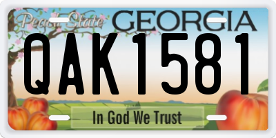 GA license plate QAK1581