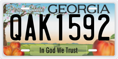 GA license plate QAK1592