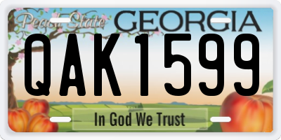 GA license plate QAK1599