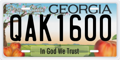 GA license plate QAK1600