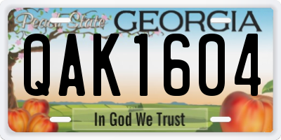 GA license plate QAK1604