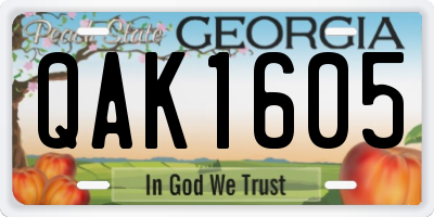 GA license plate QAK1605
