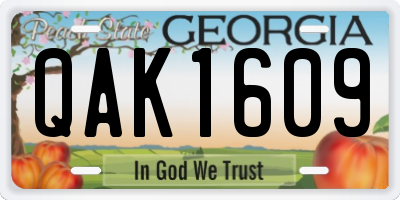 GA license plate QAK1609