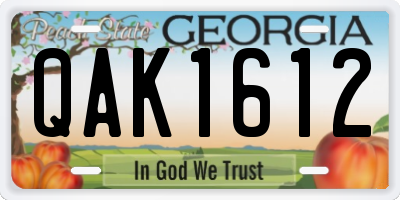 GA license plate QAK1612