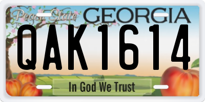 GA license plate QAK1614