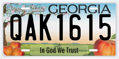 GA license plate QAK1615