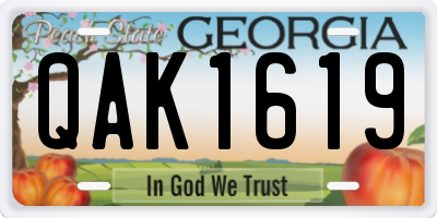 GA license plate QAK1619