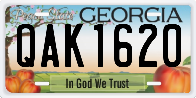 GA license plate QAK1620
