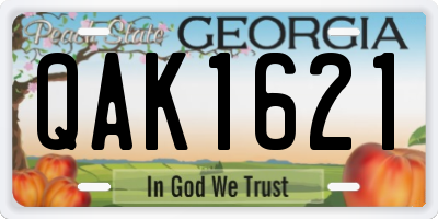 GA license plate QAK1621