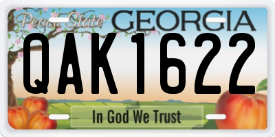 GA license plate QAK1622