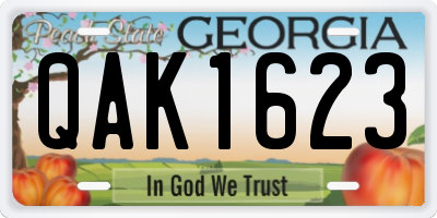GA license plate QAK1623