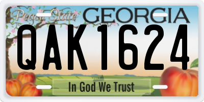 GA license plate QAK1624