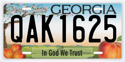 GA license plate QAK1625