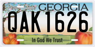 GA license plate QAK1626