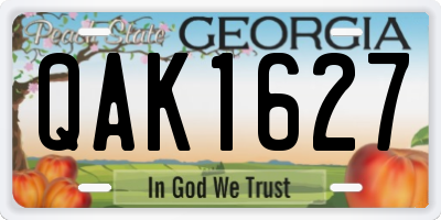 GA license plate QAK1627