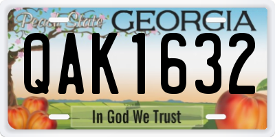 GA license plate QAK1632