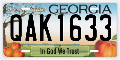 GA license plate QAK1633
