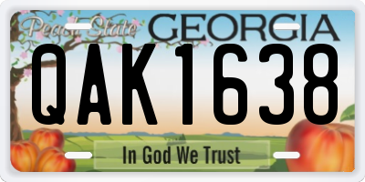 GA license plate QAK1638