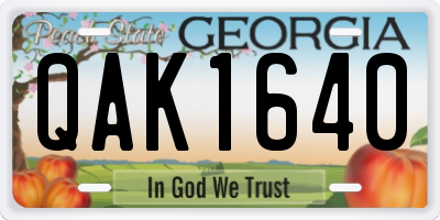 GA license plate QAK1640