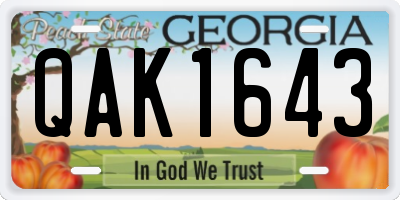 GA license plate QAK1643
