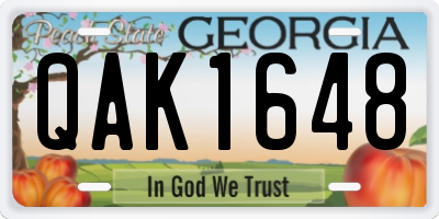 GA license plate QAK1648