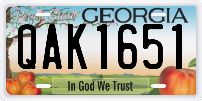GA license plate QAK1651