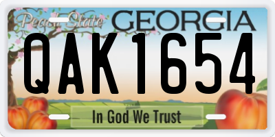 GA license plate QAK1654