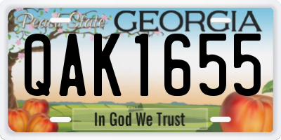 GA license plate QAK1655