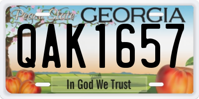 GA license plate QAK1657