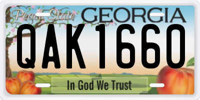 GA license plate QAK1660