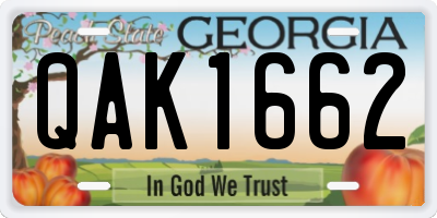 GA license plate QAK1662