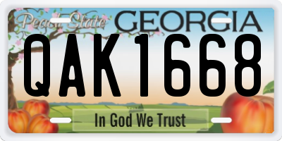 GA license plate QAK1668